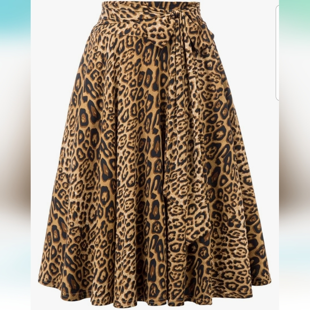 Belle Poque leopard animsl midi skirt XL WORN ONCE